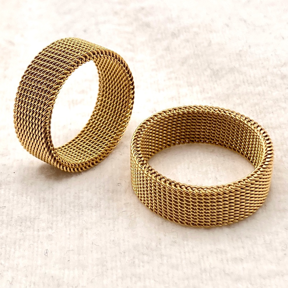 Gold Stainless Steel Mesh Rings